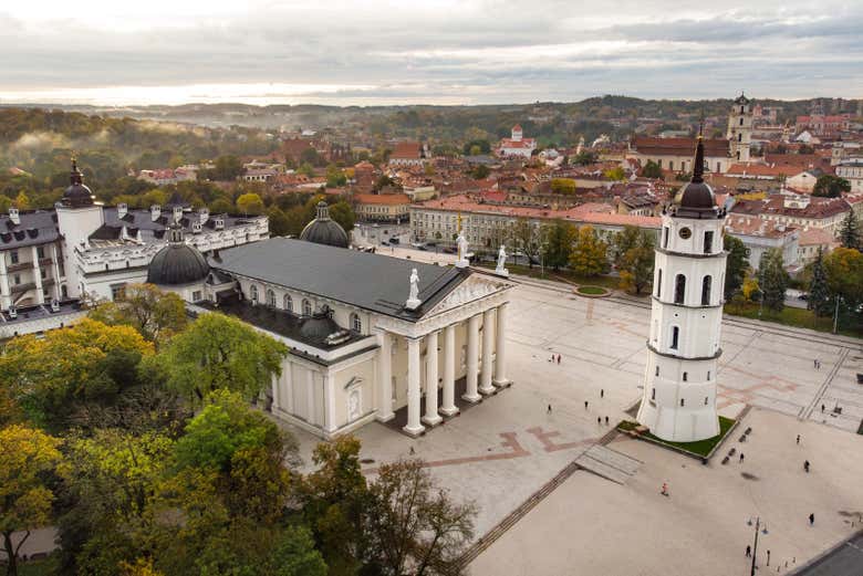 Panoramic view of Cathedral Square in Vilnius