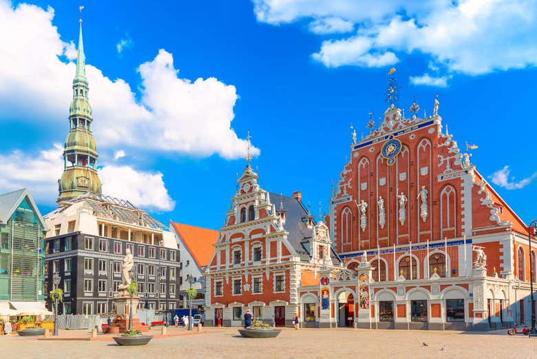 Plaza en el centro de Riga