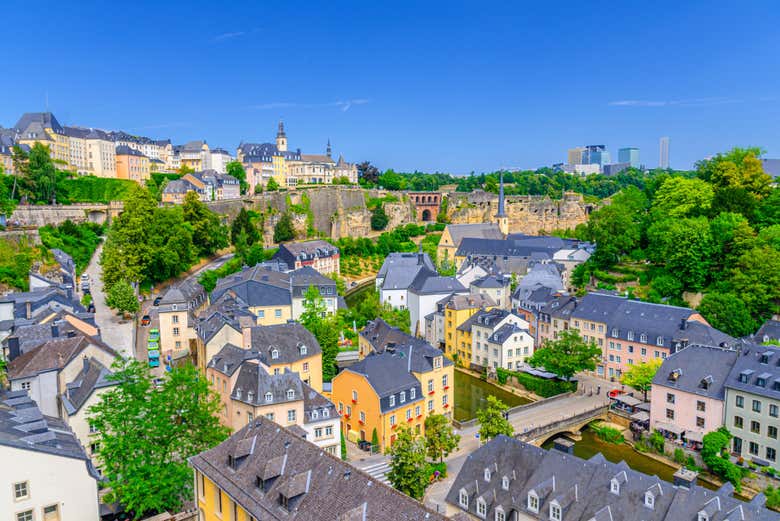 Vue aérienne sur le centre historique de Luxembourg