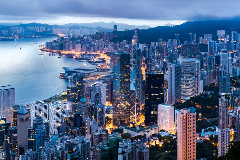 Vista aérea da cidade de Hong Kong