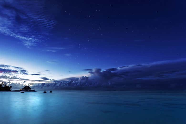 Enjoying a night boat ride