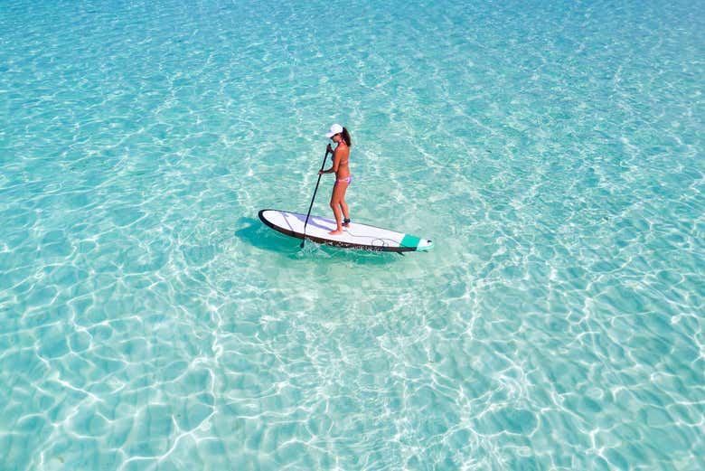 Practice paddle surfing