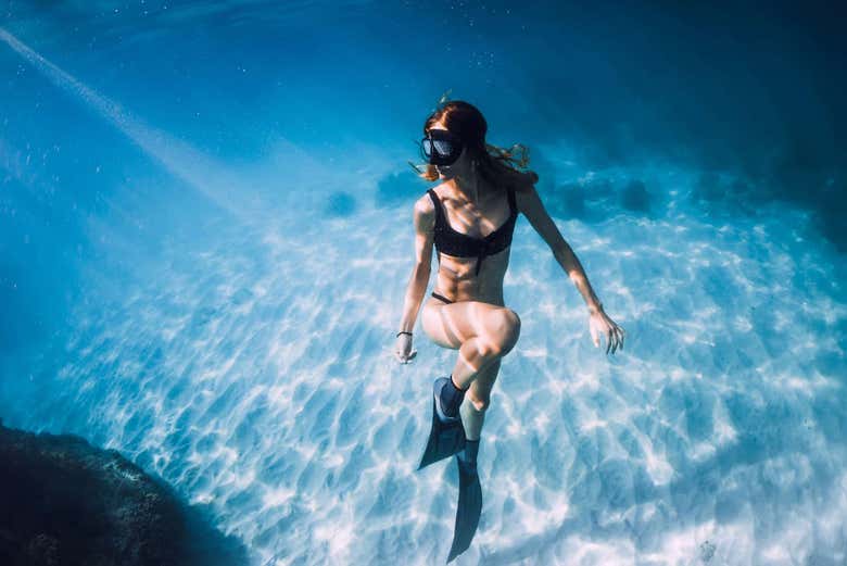 Haciendo apnea en Bugibba