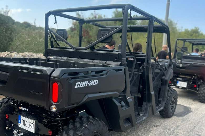El vehículo durante una de las paradas del tour por Gozo