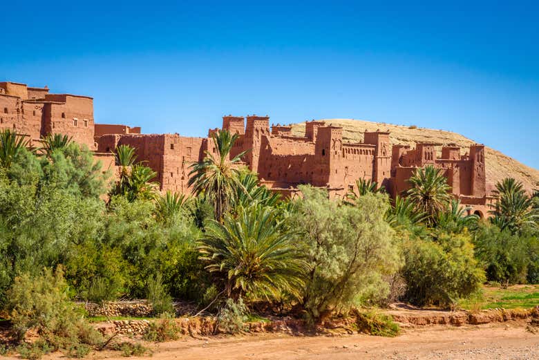 Panoramic view of the Kasbah of Ait Ben Haddou