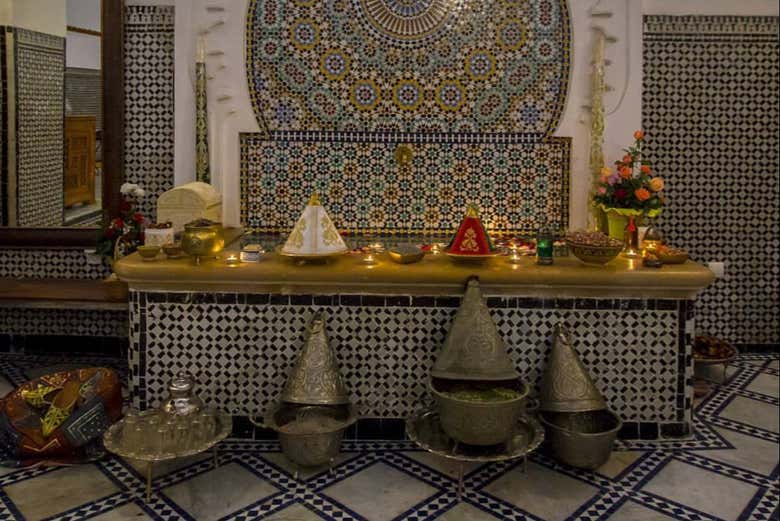 The hamman decorated in Arabic tiles