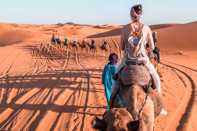 Camel ride in the desert of Merzouga
