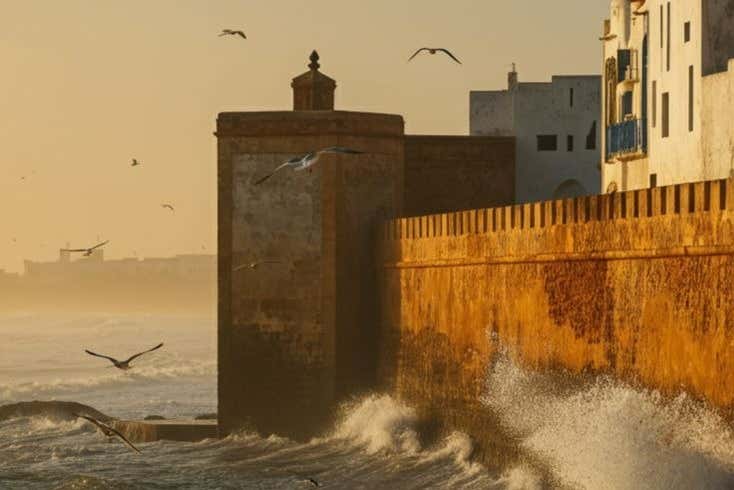 Olas del Atlántico rompiendo contras los muros del fuerte