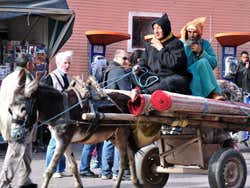 Local men riding a donkey cart