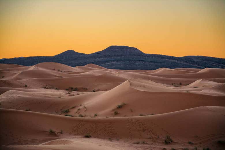 Lever de soleil dans le désert