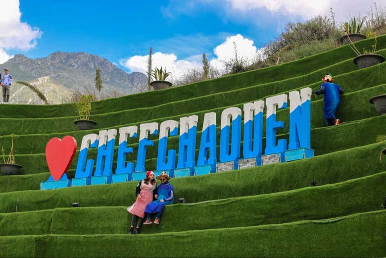 Una foto del recuerdo en las letras de Chefchaouen