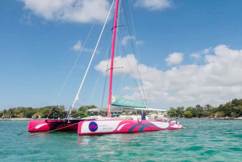Paseando en catamarán de lujo