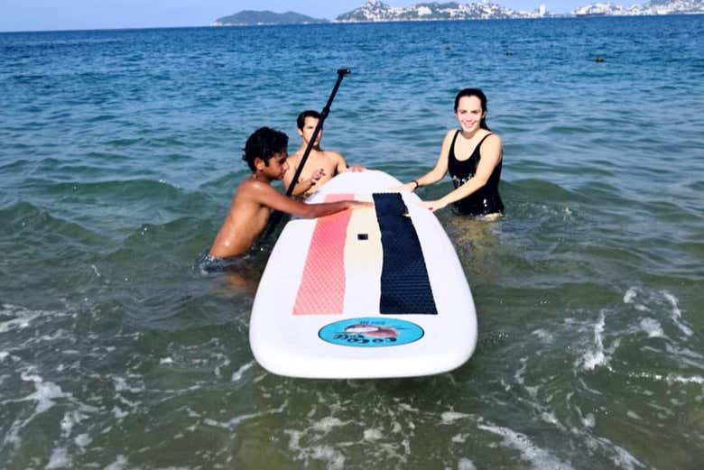 Enjoying the paddleboarding activity