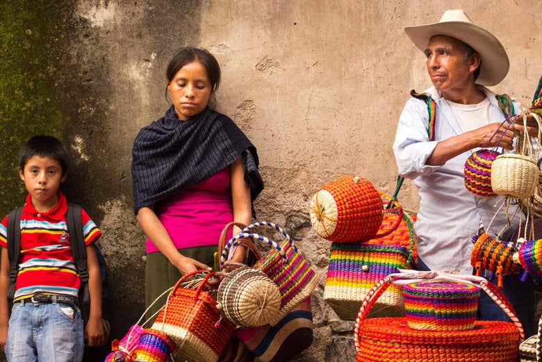 Família de vendedores em Taxco