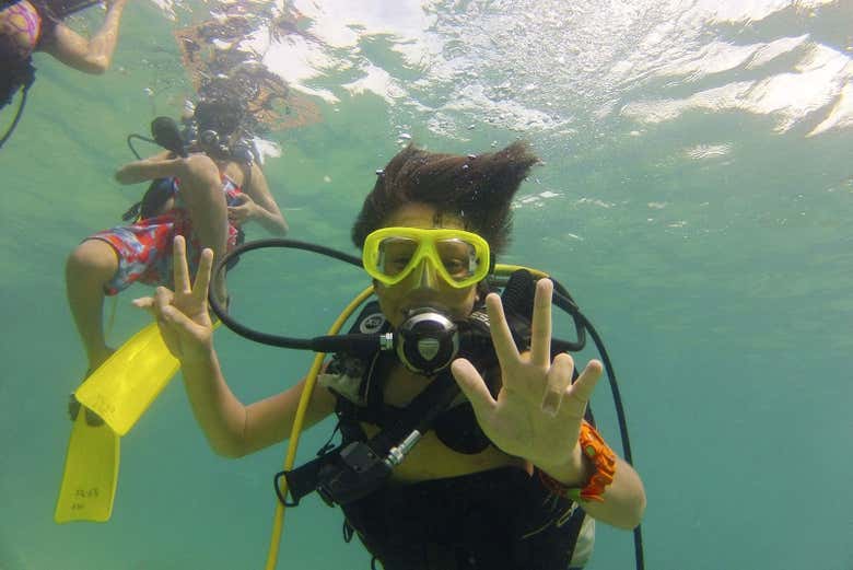 Durante a experiência subaquática
