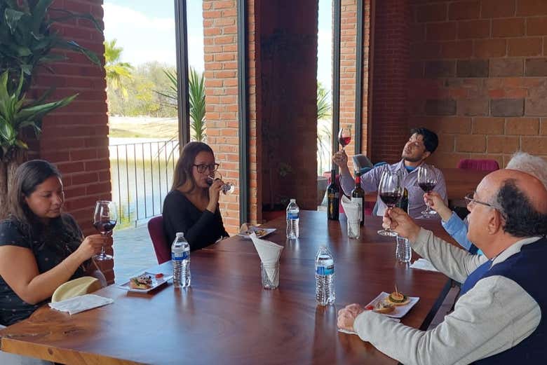 Disfrutando de una cata de vino