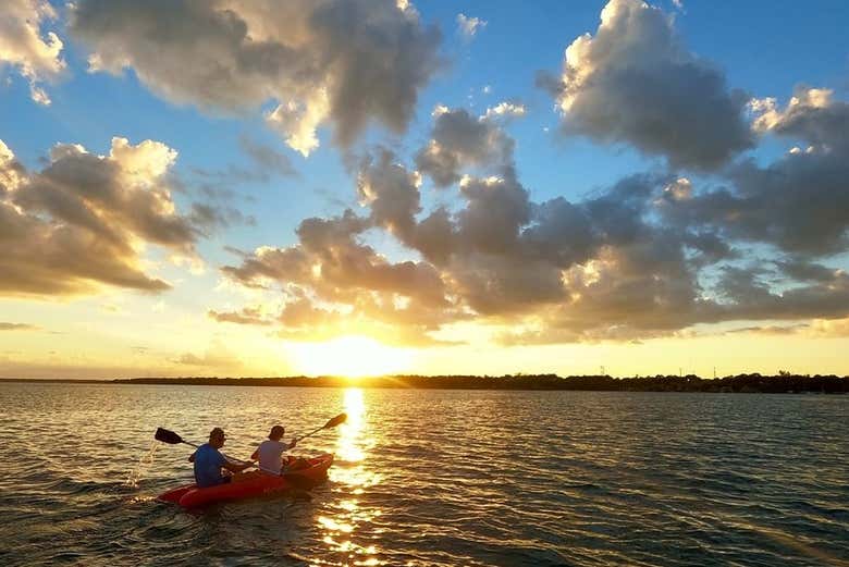 In kayak nella laguna di Bacalar