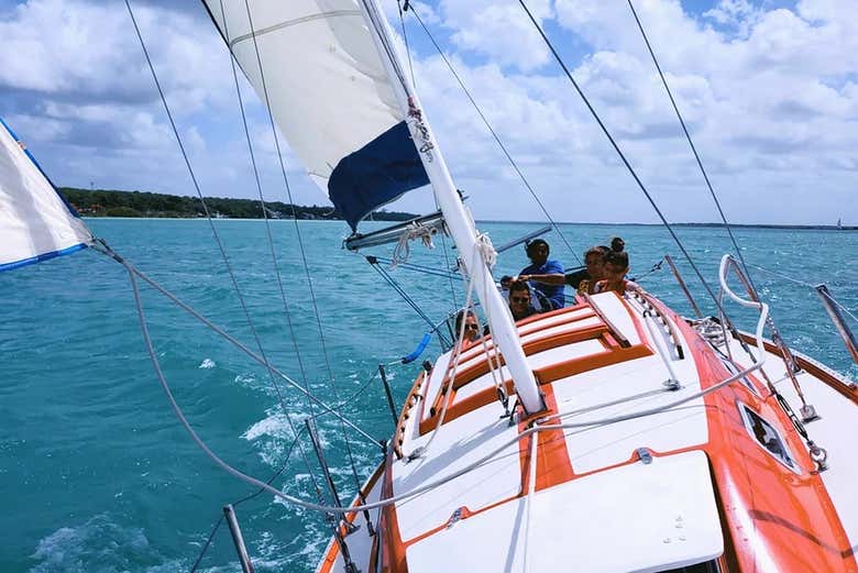 Sailboat on the Bacalar Lagoon