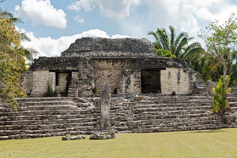 Disfrutando de la visita a la zona arqueológica de Kohunlich