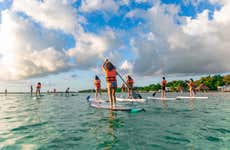 Paddle surf en la laguna Bacalar al amanecer