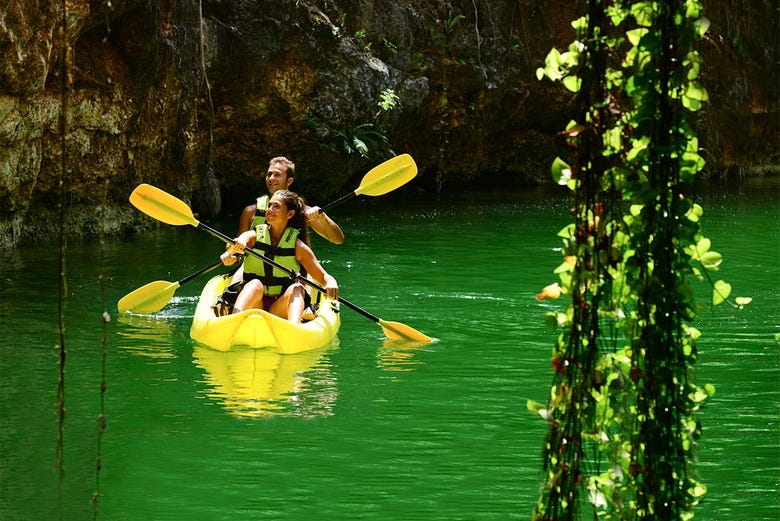 Kayaking in the cenotes of Cancun