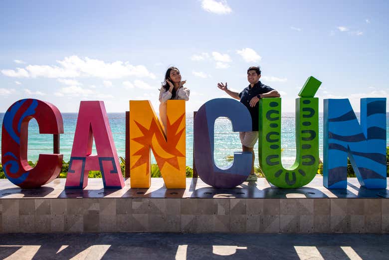 Foto en las letras de Cancún
