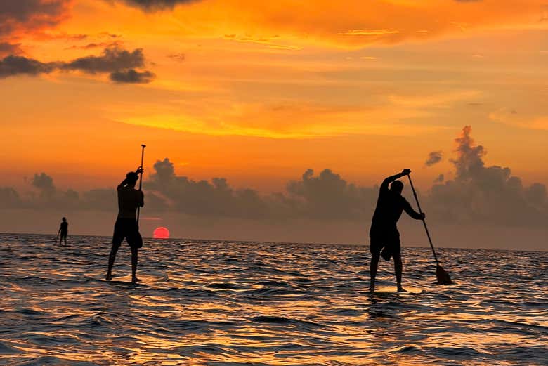 Rowing at sunrise