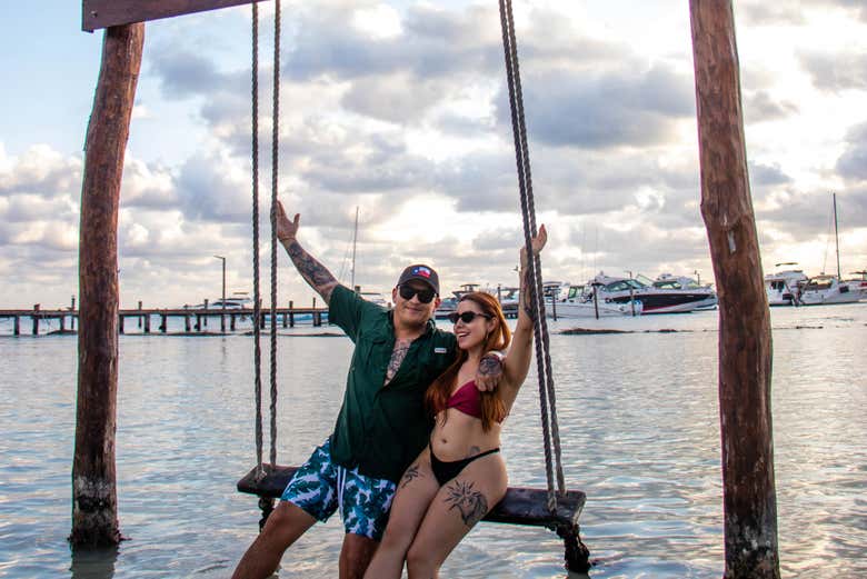 Disfrutando del club de playa en Isla Mujeres