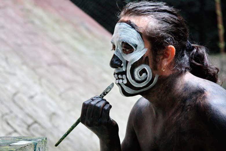 Durante la visita a la villa maya