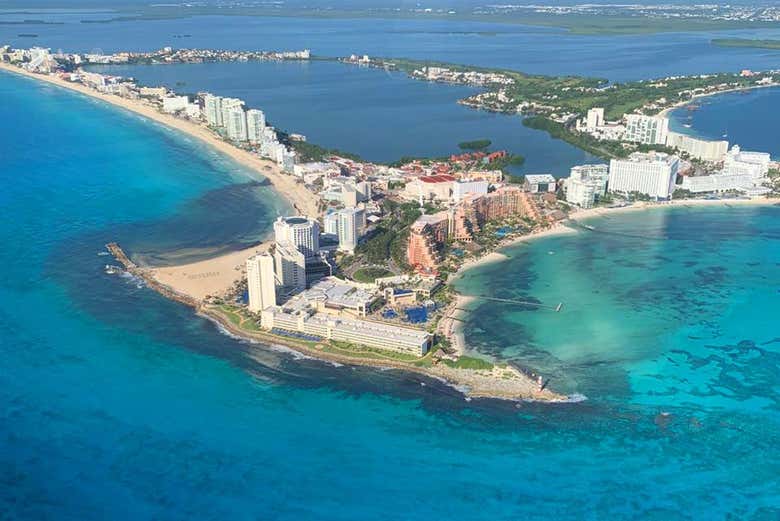 See Cancun from above