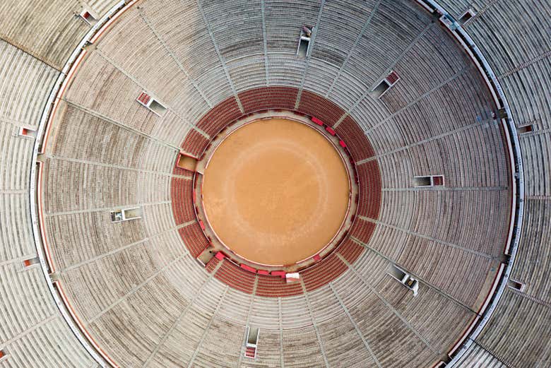 Flying over the bullring in Mexico City