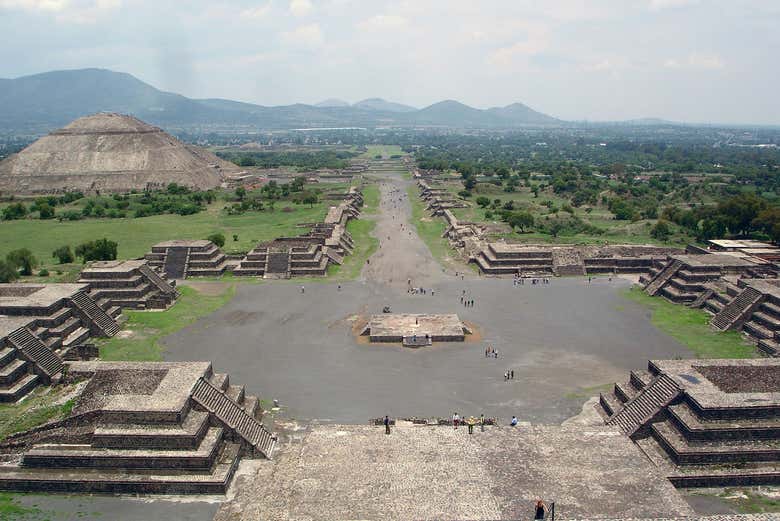 Vista aérea de las pirámides de Teotihuacán