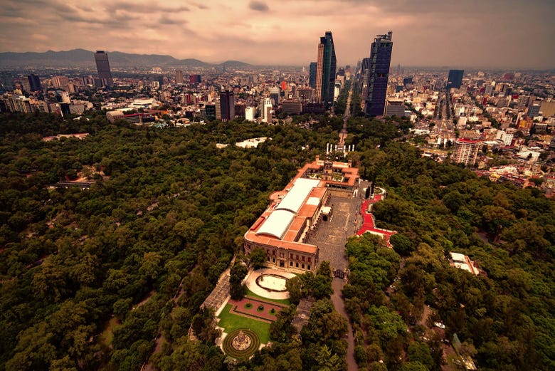 Vue aérienne sur la forêt de Chapultepec