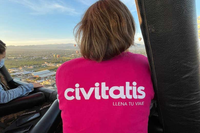Desfrutando das vistas do balão