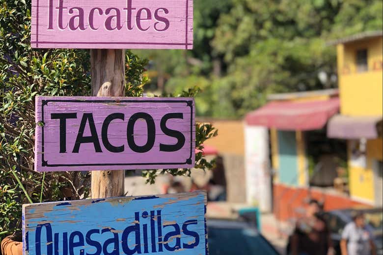 Trying delicious Mexican food!