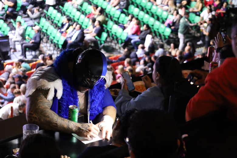 Take a picture with one of the wrestlers