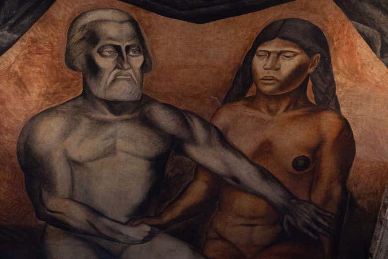 "Cortés y la Malinche" de Orozco