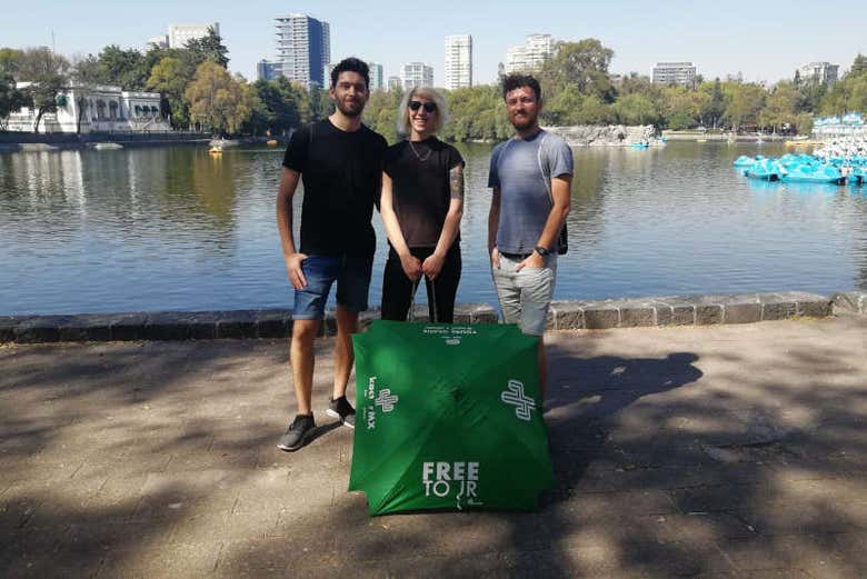 Photo devant le lac de Chapultepec