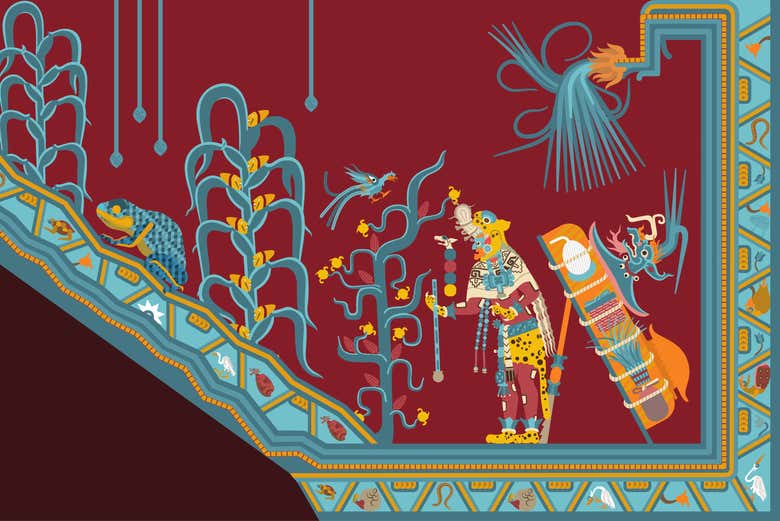 Une des peintures murales de Cacaxtla