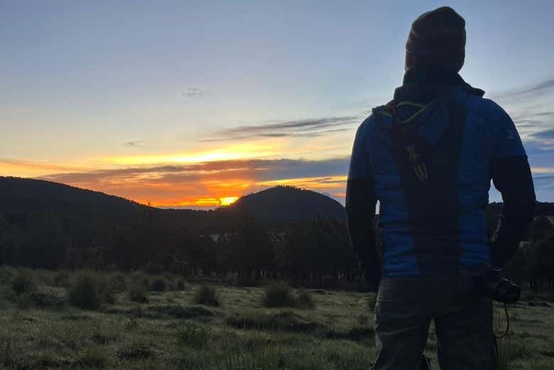 Admiring the Popocatépetl and Iztaccíhuatl volcanoes