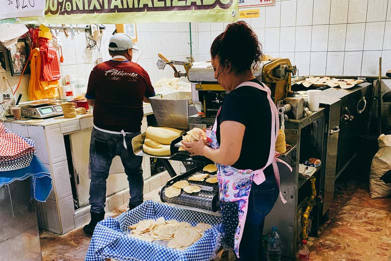 As bancas do mercado de Xochimilco