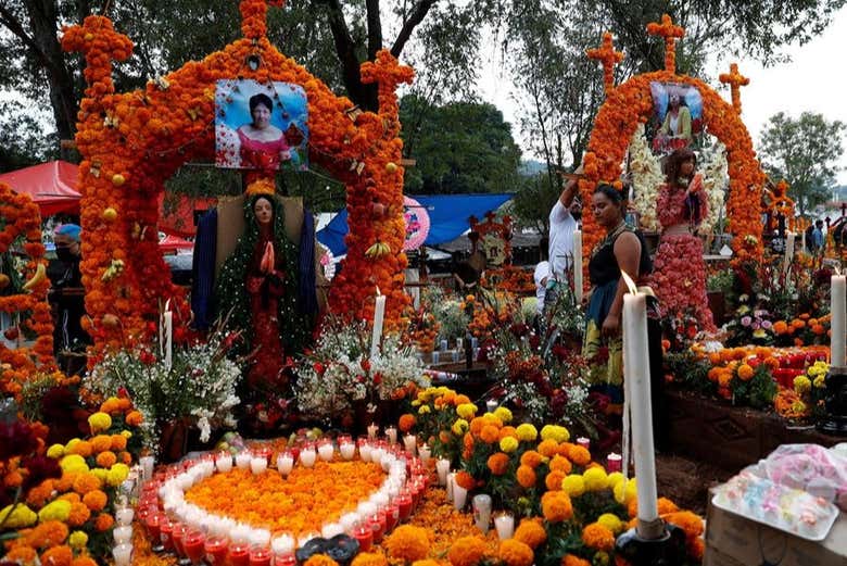 Decoración con flores de cempasúchil