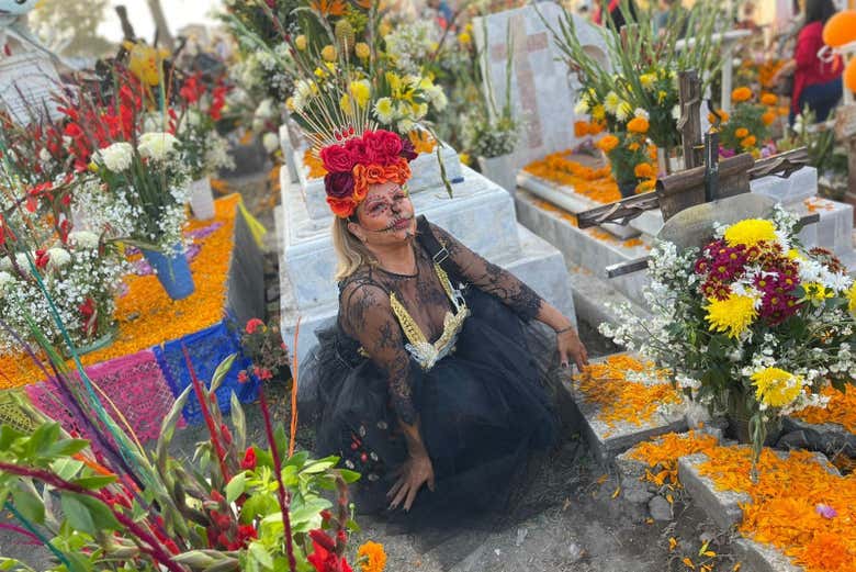 Vestida de Catrina mexicana