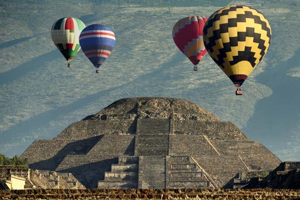 Passeio de balão sobre Teotihuacán com ingresso