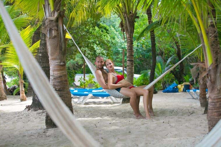 Hammocks at the beach club