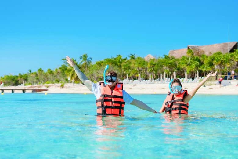 Listos para hacer snorkel