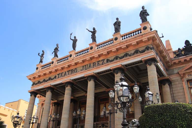 Admire the majestic facade of the historic Teatro Juárez