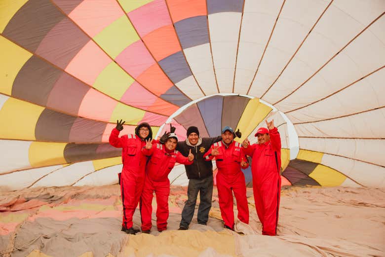 Preparando el globo para la actividad