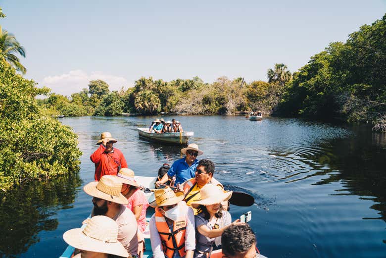 Viajando en una lancha de remo