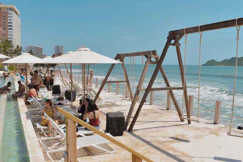 Relax in the hammock area by the sea
